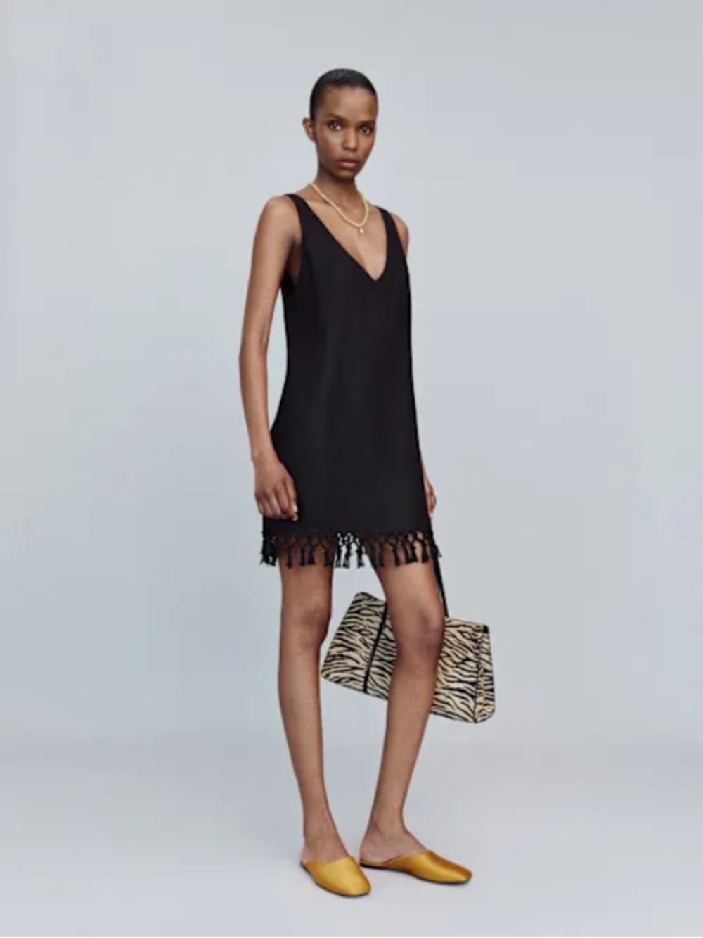 Reformation Kuini Linen Mini Fringe Dress